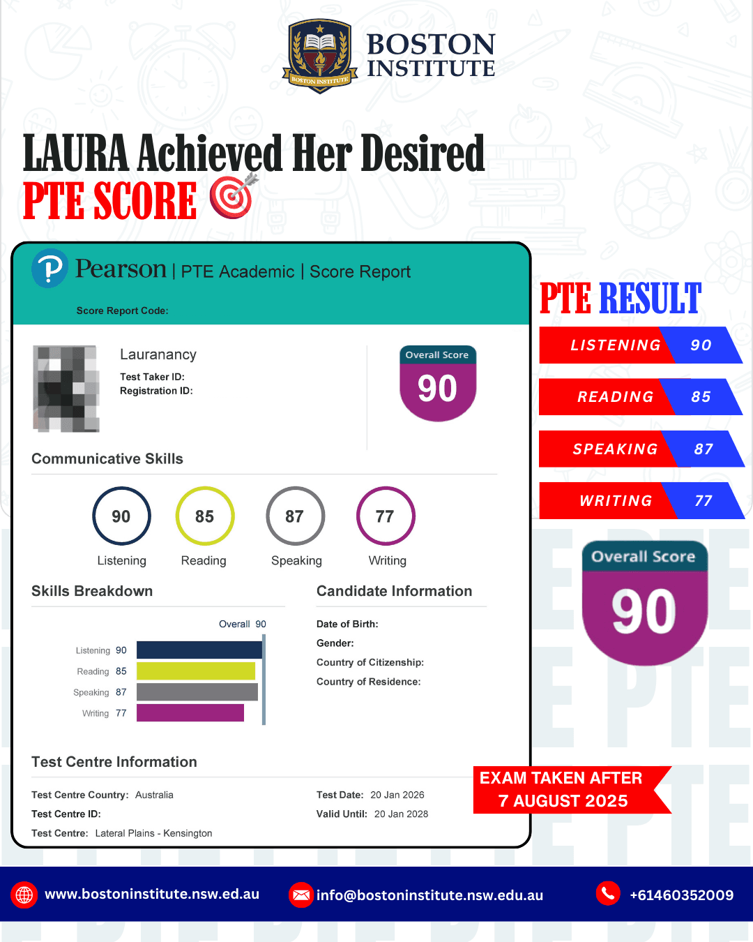 Lauranancy PTE Score Report
