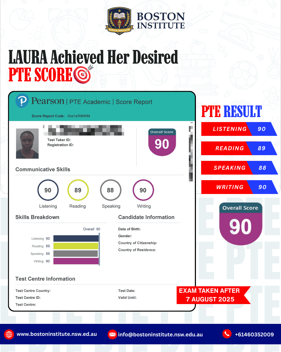 Laura PTE Score Report