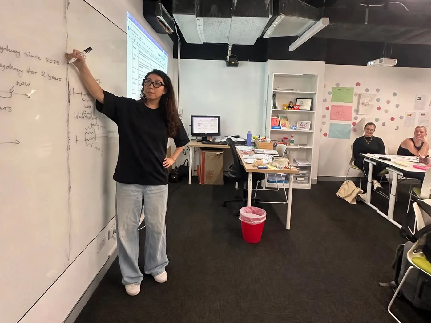 Teacher at the whiteboard A teacher writing on the whiteboard during a lesson at Boston Institute