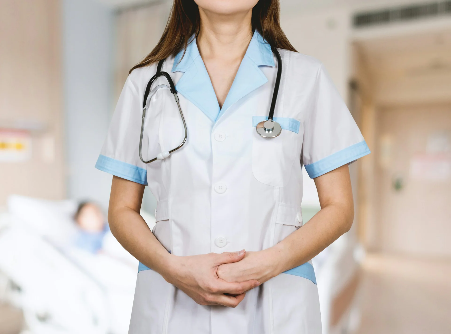 Healthcare professional Healthcare professional in uniform with a stethoscope