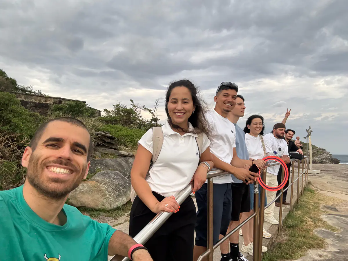 Coastal walk selfie Boston Institute students taking a selfie on the Sydney coastal walk