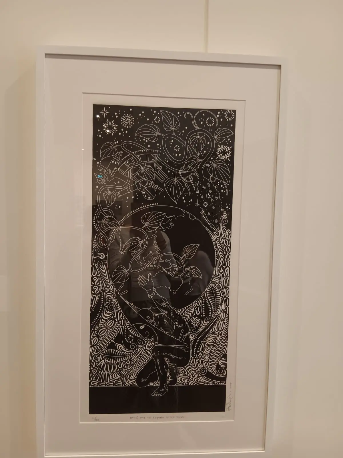 Framed gallery print Framed print on display at a Sydney art gallery during a class excursion