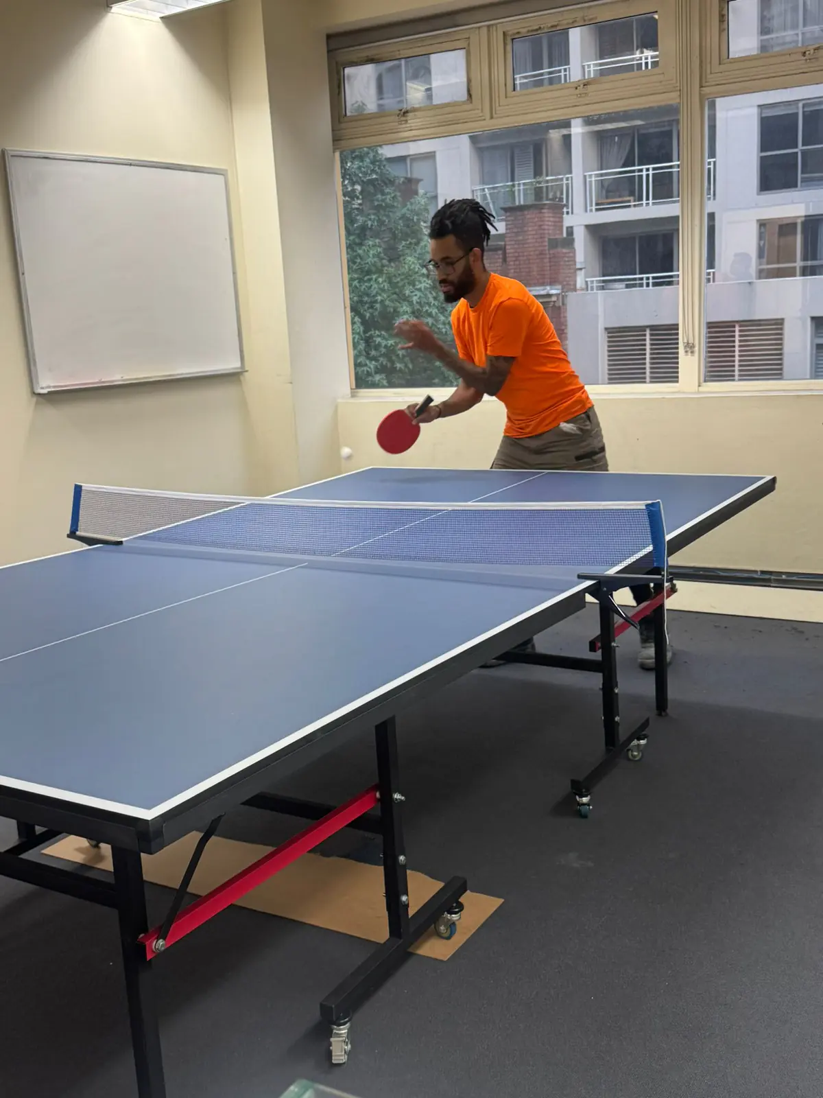 Table tennis rally, 2025 Students in a table tennis rally at the Boston Institute Sydney campus